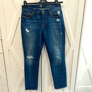 7 FOR ALL MANKIND Josefina Distressed Skinny Boyfriend Jeans size 24